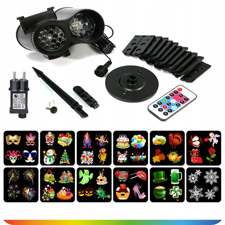 RZUTNIK PROJEKTOR LASEROWY LED NA DOM NA ŚCIANĘ 12 SLAJDÓW NA PILOT